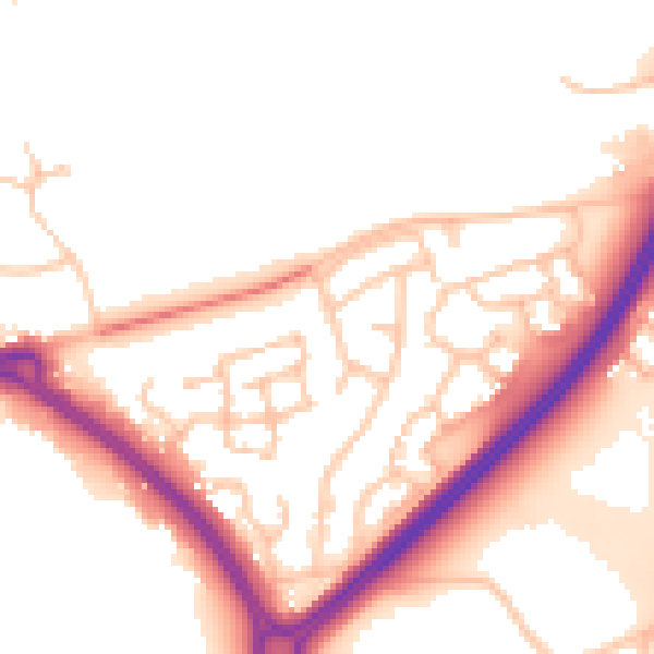 Daytime road noise heatmap for WR5 2NJ