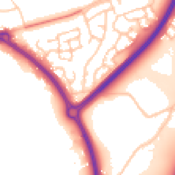 Daytime road noise heatmap for WR5 2NN