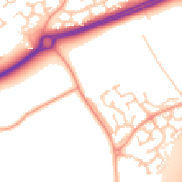 Daytime road noise heatmap for WR5 2NW
