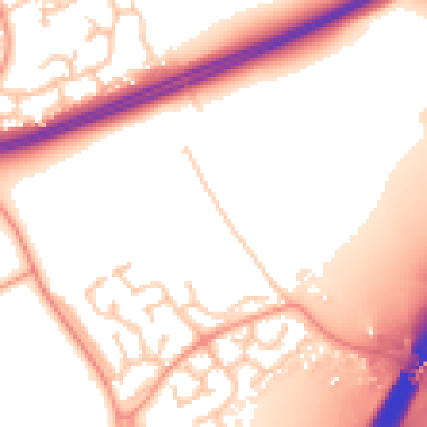 Daytime road noise heatmap for WR5 2PP