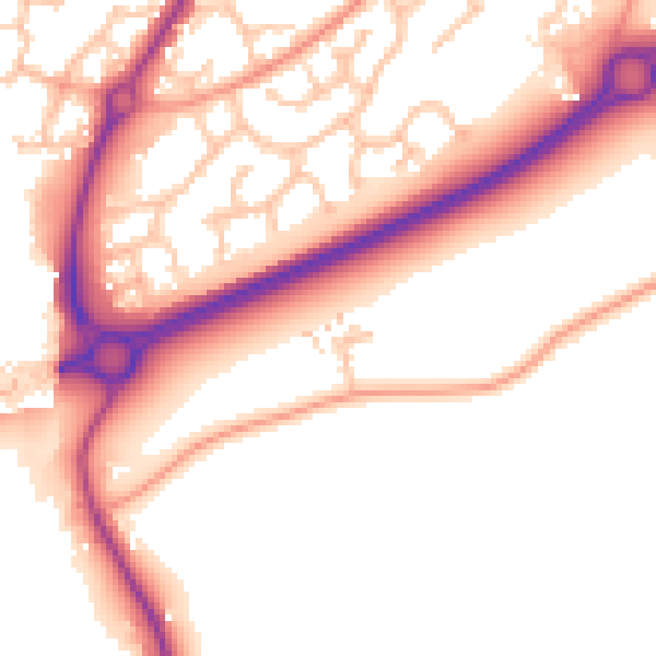 Daytime road noise heatmap for WR5 2SW