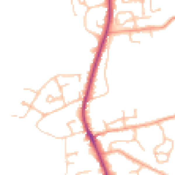 Daytime road noise heatmap for WR5 3FL