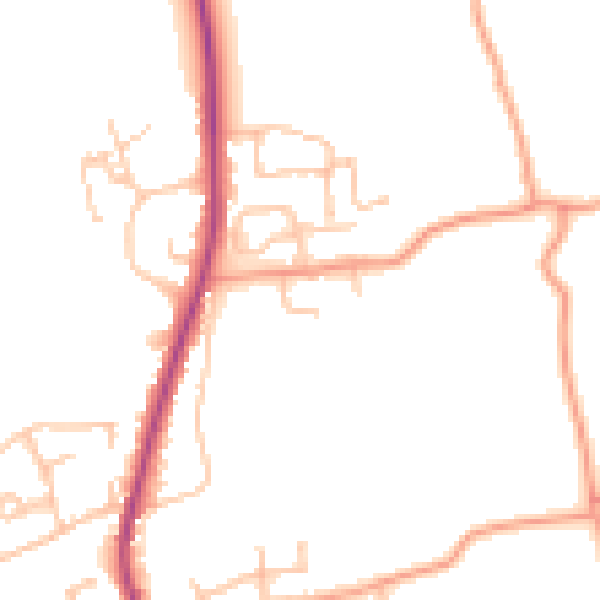 Daytime road noise heatmap for WR5 3LB