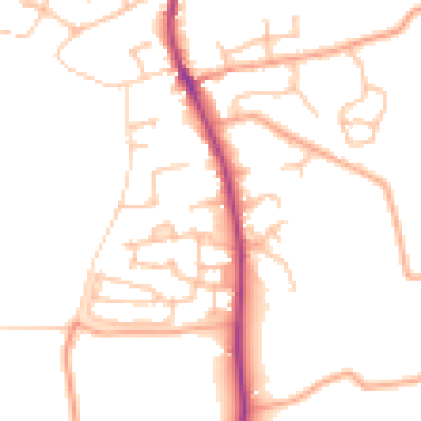 Daytime road noise heatmap for WR5 3NE
