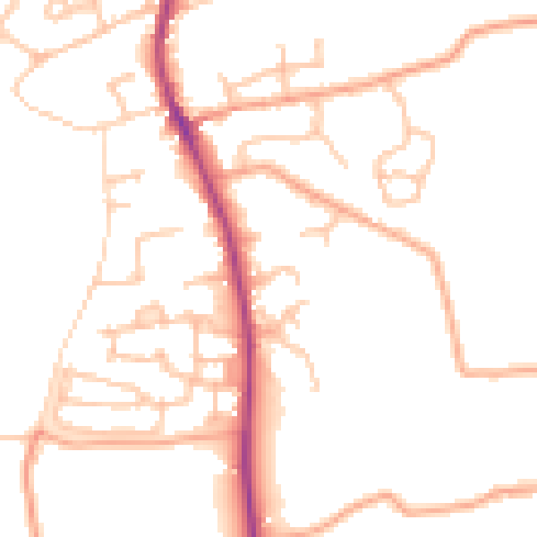 Daytime road noise heatmap for WR5 3NN