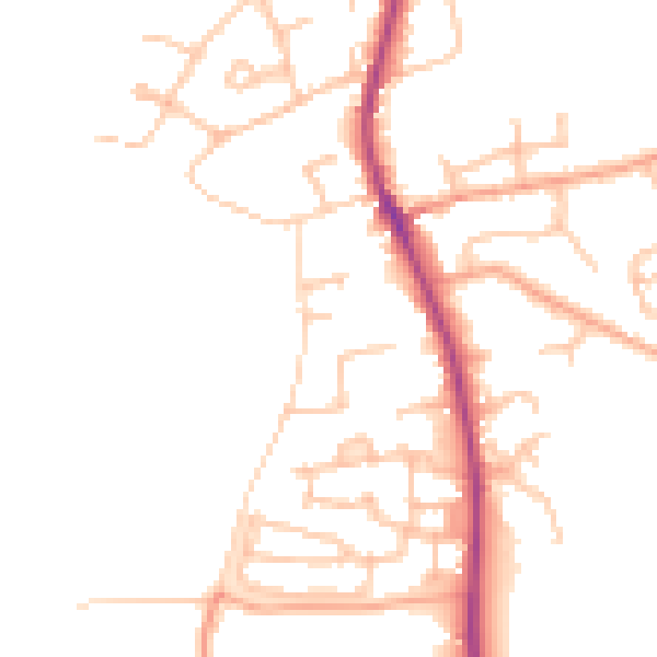 Daytime road noise heatmap for WR5 3NW