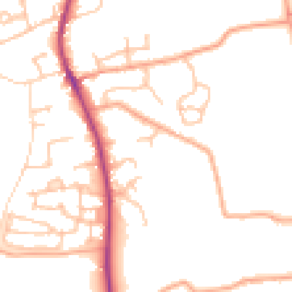 Daytime road noise heatmap for WR5 3PU