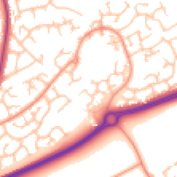 Daytime road noise heatmap for WR5 3RW