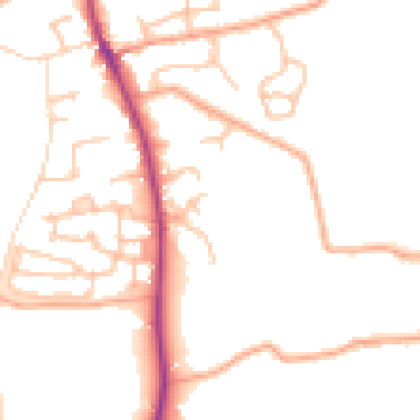 Daytime road noise heatmap for WR5 3SB