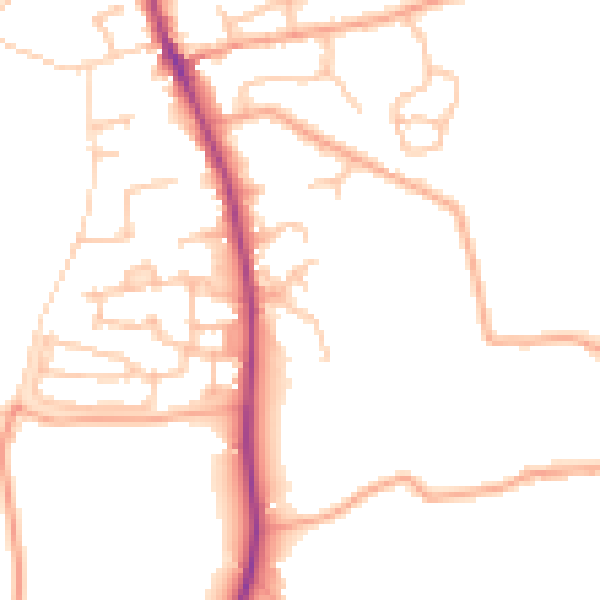 Daytime road noise heatmap for WR5 3SE