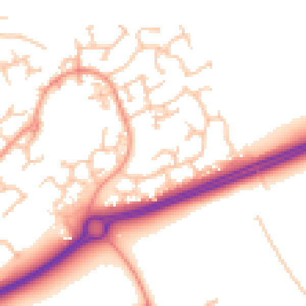 Daytime road noise heatmap for WR5 3TG