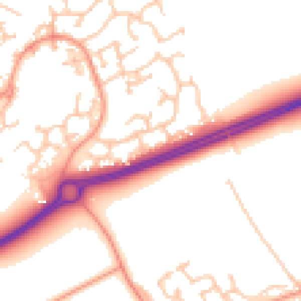 Daytime road noise heatmap for WR5 3TL