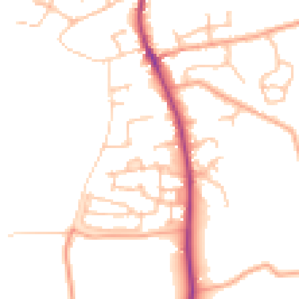Daytime road noise heatmap for WR5 3WF