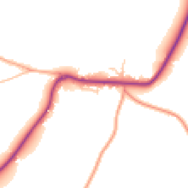Daytime road noise heatmap for WR6 5DD