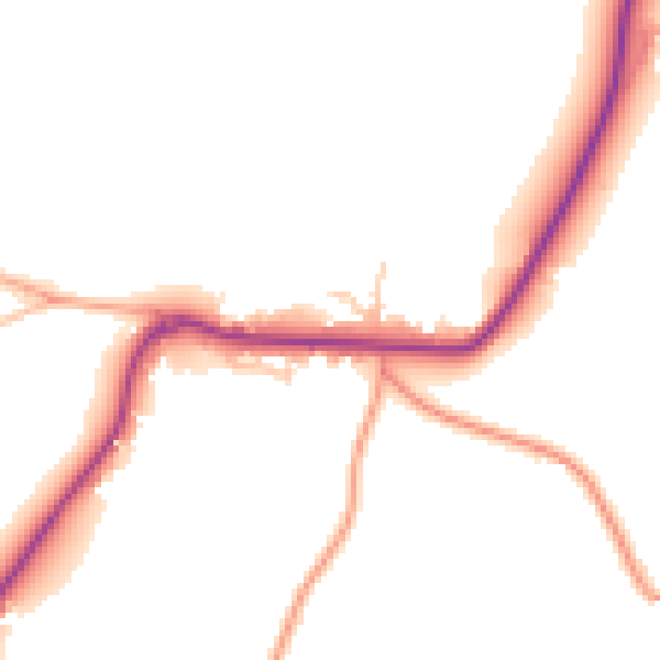 Daytime road noise heatmap for WR6 5JB