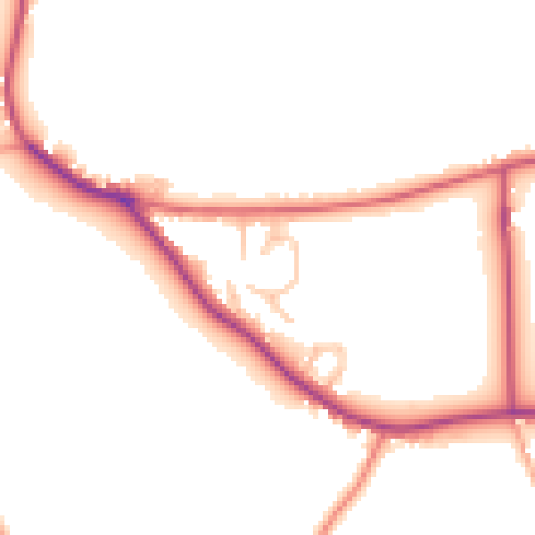 Daytime road noise heatmap for WR6 6JX
