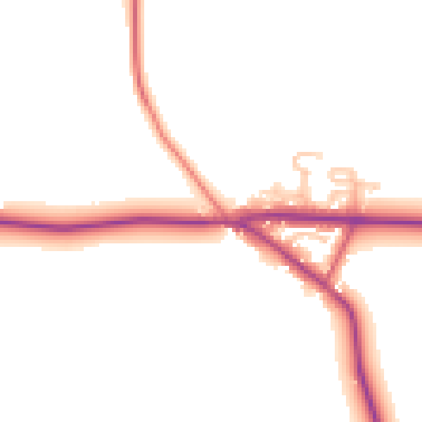 Daytime road noise heatmap for WR6 6LZ