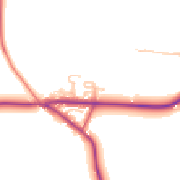 Daytime road noise heatmap for WR6 6NE