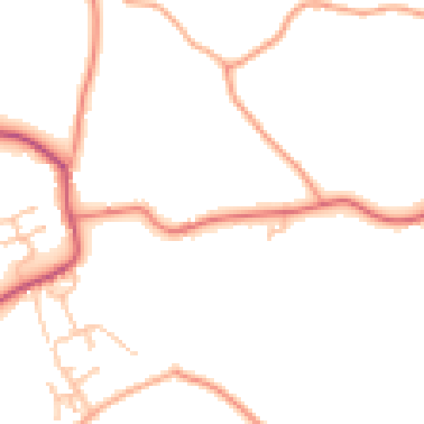 Daytime road noise heatmap for WR6 6QA