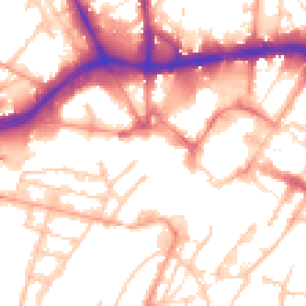 Daytime road noise heatmap for WS1 1NW