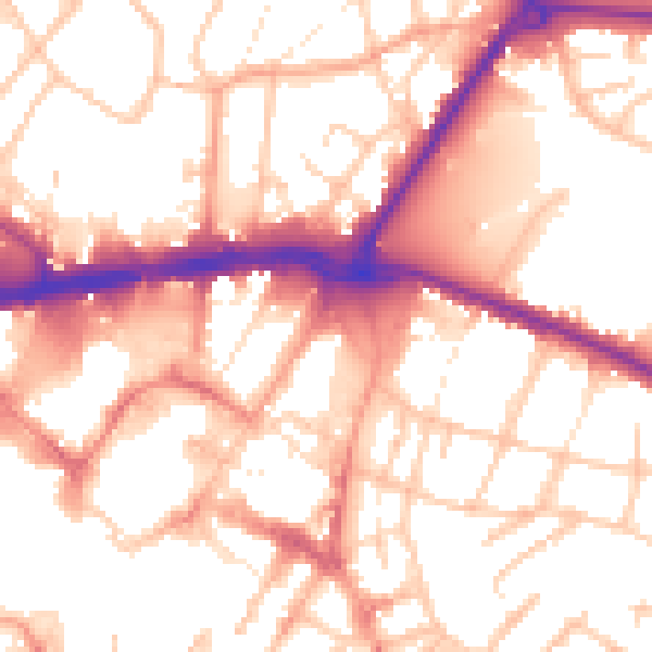 Daytime road noise heatmap for WS1 1SZ