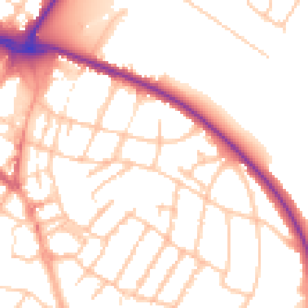 Daytime road noise heatmap for WS1 2BG