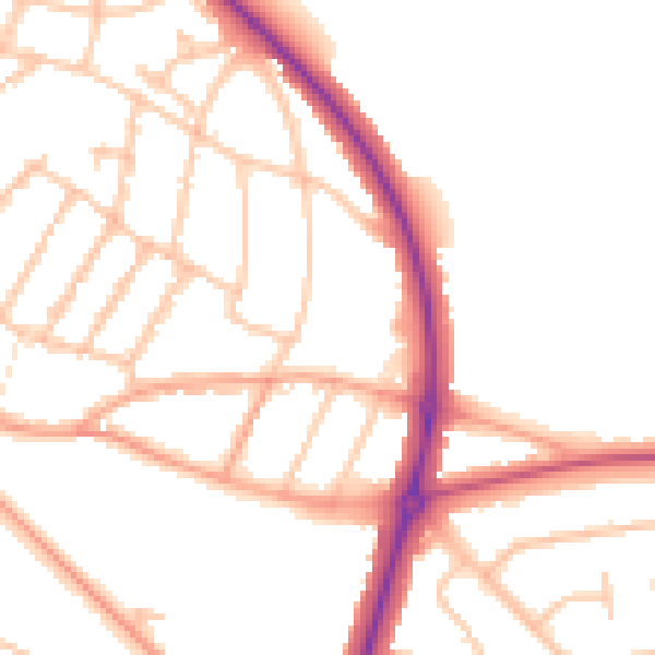 Daytime road noise heatmap for WS1 2DN