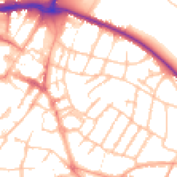 Daytime road noise heatmap for WS1 2HS