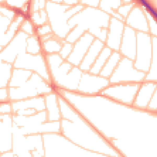 Daytime road noise heatmap for WS1 2LE