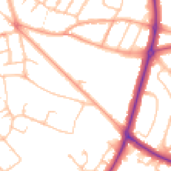 Daytime road noise heatmap for WS1 2NN