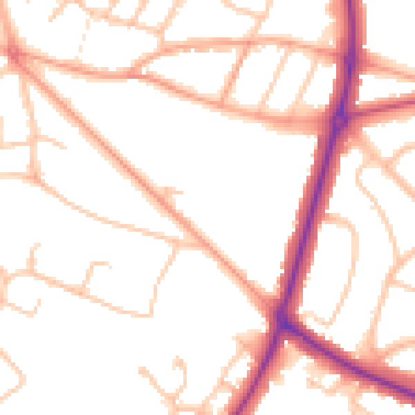 Daytime road noise heatmap for WS1 2NP