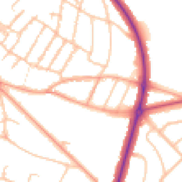 Daytime road noise heatmap for WS1 2PH