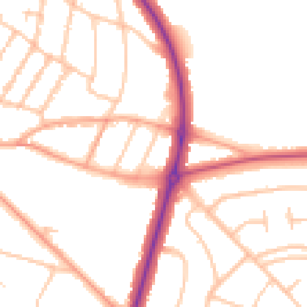 Daytime road noise heatmap for WS1 2PL