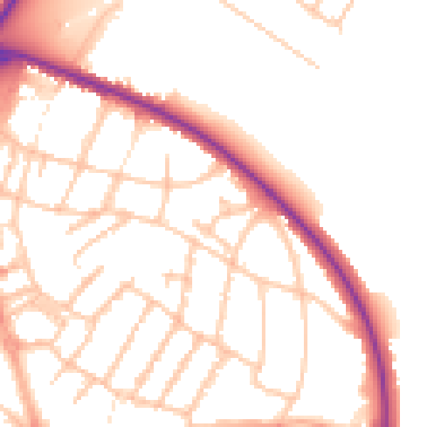 Daytime road noise heatmap for WS1 2RY