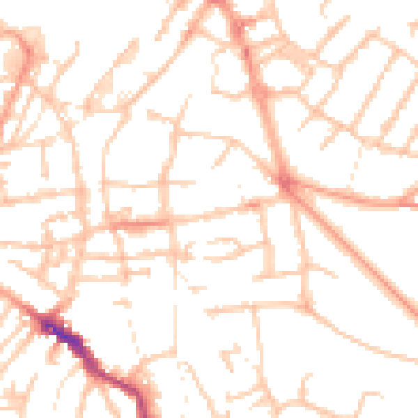 Daytime road noise heatmap for WS1 3AG