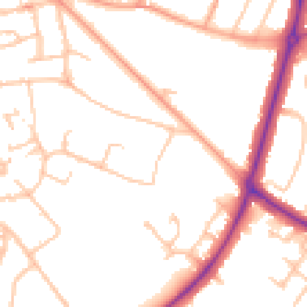 Daytime road noise heatmap for WS1 3BB