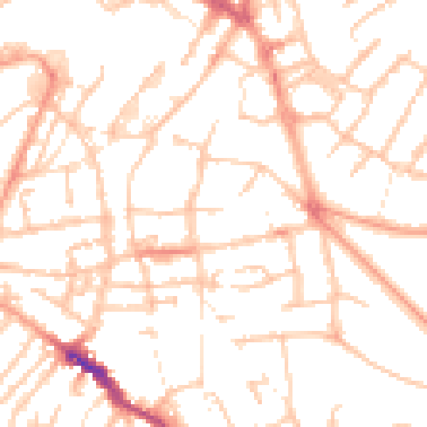 Daytime road noise heatmap for WS1 3DW