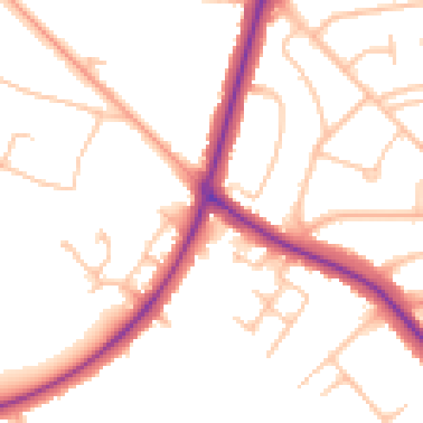 Daytime road noise heatmap for WS1 3HX