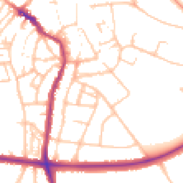 Daytime road noise heatmap for WS1 3LJ