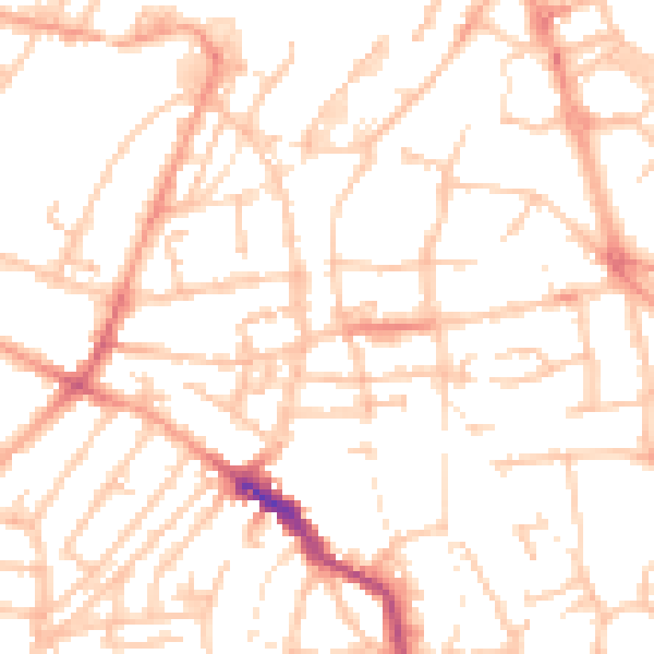 Daytime road noise heatmap for WS1 3RA