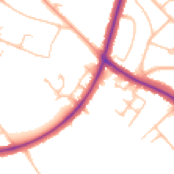 Daytime road noise heatmap for WS1 3TD