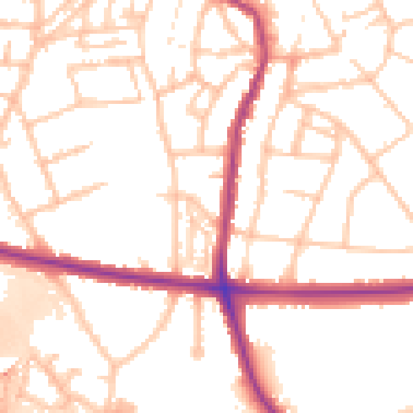 Daytime road noise heatmap for WS1 4BB
