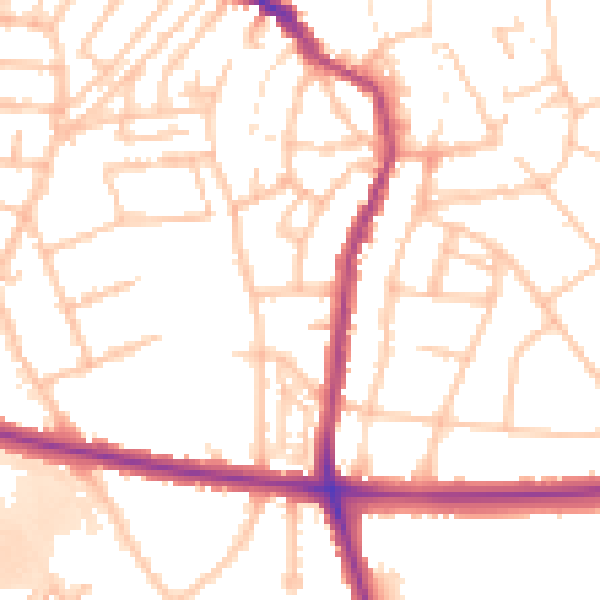 Daytime road noise heatmap for WS1 4BD