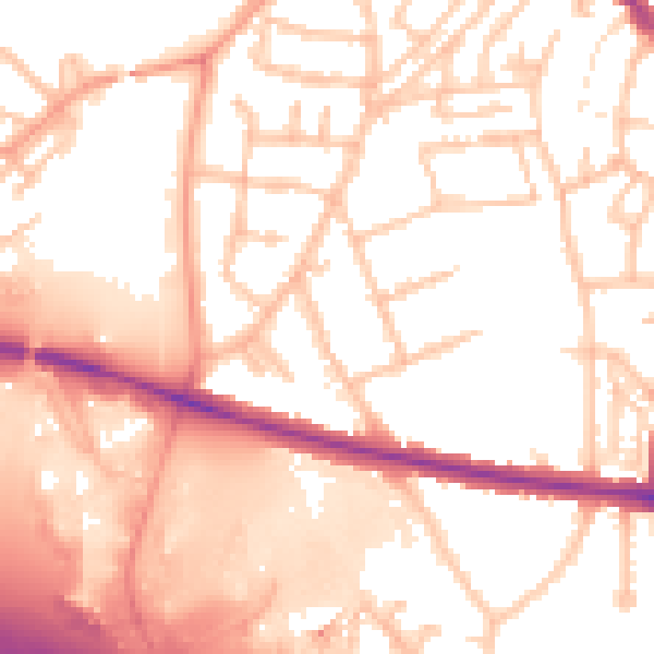 Daytime road noise heatmap for WS1 4DS