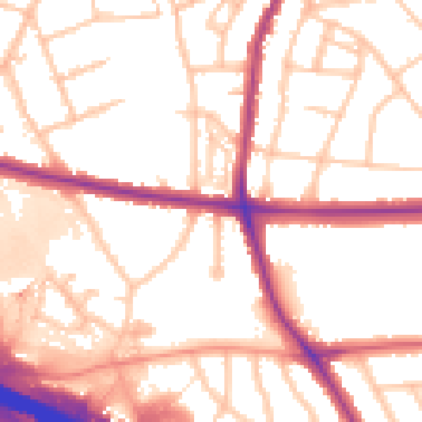 Daytime road noise heatmap for WS1 4EB