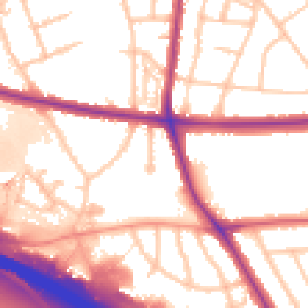 Daytime road noise heatmap for WS1 4ED