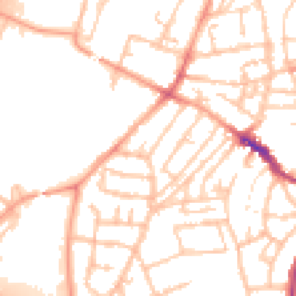 Daytime road noise heatmap for WS1 4EW