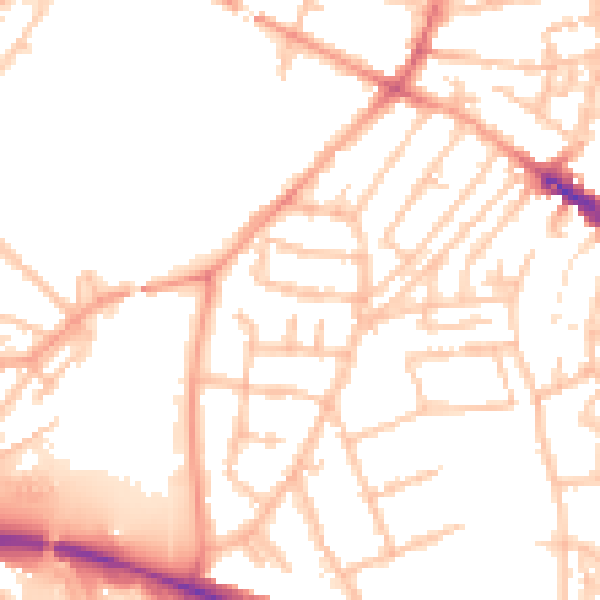 Daytime road noise heatmap for WS1 4JZ