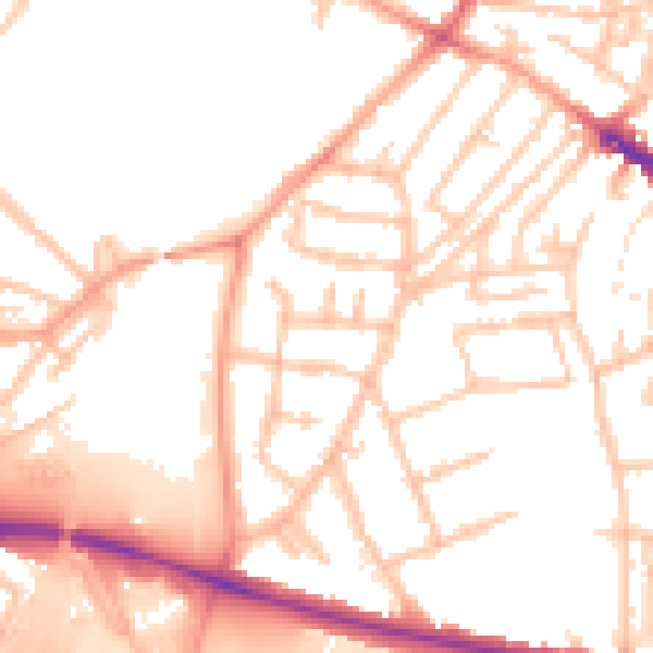 Daytime road noise heatmap for WS1 4LB