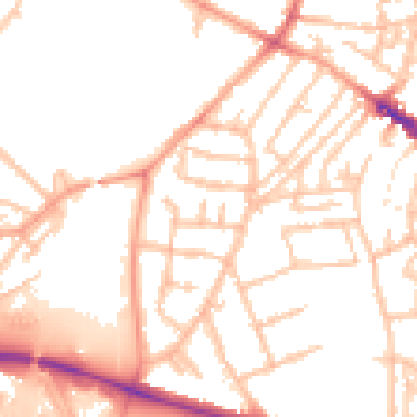 Daytime road noise heatmap for WS1 4LE